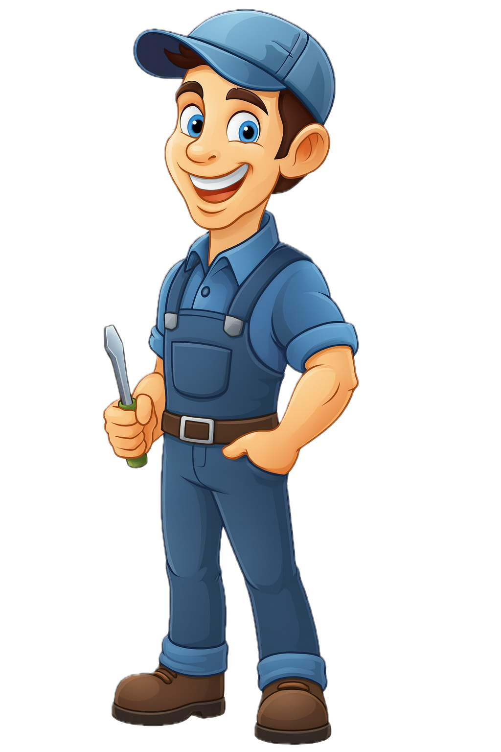 Smiling handyman character